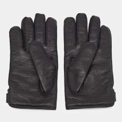 Hermes Black Deerskin and Cashmere Gloves Size 8.5