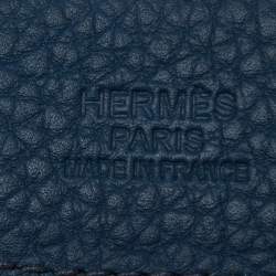 Pre Owned Hermes Noir/Bleu de Presse Chamonix and Togo Leather Idem H Buckle Reversible Belt 95 CM