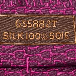 Hermes Dark Pink Horsebit Patterned Silk Tie 