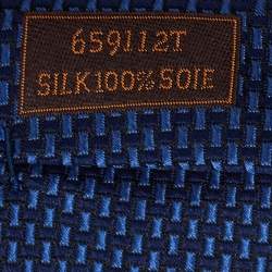 Pre Owned Hermès  Dark Blue Patterned Silk Tie