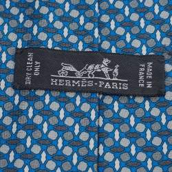 Hermès Blue Patterned Silk Tie 