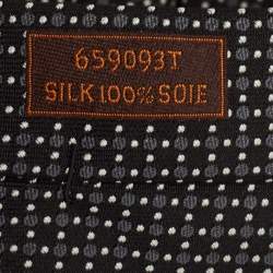 Hermes Black Dotted Silk Tie