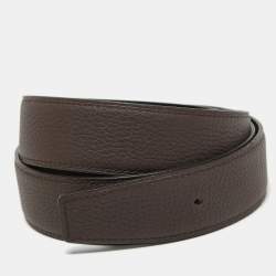 Pre Owned Hermes Noir/Rouge Sellier Chamonix and Togo Leather Belt Strap 