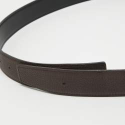 Pre Owned Hermes Noir/Rouge Sellier Chamonix and Togo Leather Belt Strap 