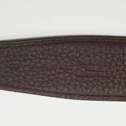 Pre Owned Hermes Noir/Rouge Sellier Chamonix and Togo Leather Belt Strap 