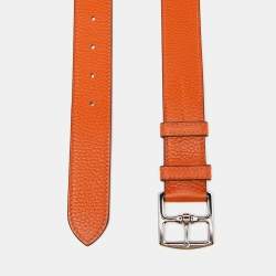 Hermes Orange Taurillon Clemence Leather Etriviere Belt 100 CM