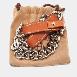 Hermes Brown Barenia Leather Chain Dog Collar