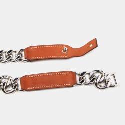 Hermes Brown Barenia Leather Chain Dog Collar