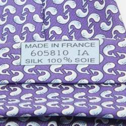 Pre Owned Hermès Blue Dolphin Print Silk Tie