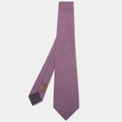 Hermes Navy Blue H Jacquard Silk Tie 