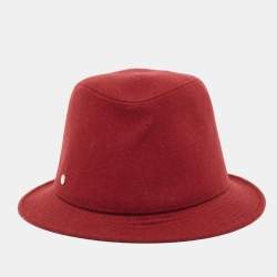 Hermes Red Cashmere Calvi Bucket Hat Size 57