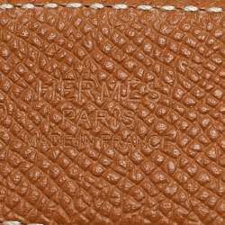 Pre Owned Hermes Noir/Gold Swift and Epsom Leather H Striee Buckle Reversible Belt 100 CM