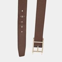 Hermes Noir/Chocolat Chamonix and Togo Leather Hapi Reversible Belt 95 CM