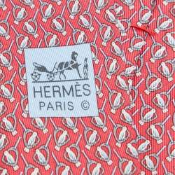 Hermès Red Birds Print Silk Tie