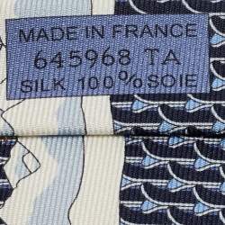 Pre Owned Hermes Blue Skis Print Silk Tie