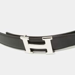 Pre Owned Hermes Noir/Cacao Chamonix Leather H Buckle Reversible Belt 100 CM
