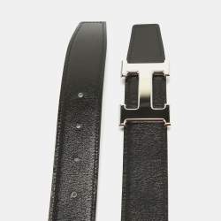 Pre Owned Hermes Noir/Cacao Chamonix Leather H Buckle Reversible Belt 100 CM
