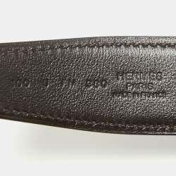 Pre Owned Hermes Noir/Cacao Chamonix Leather H Buckle Reversible Belt 100 CM