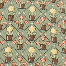Pre Owned Hermes Green Flower Pot Print Silk Tie