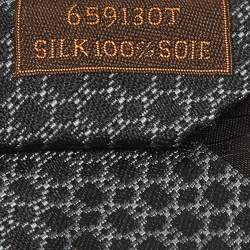 Pre Owned Hermes Grey Patterned Silk Tie