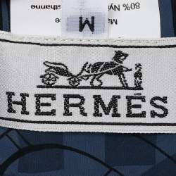 Hermes Navy Blue Printed Nylon Reversible Roger Cap M