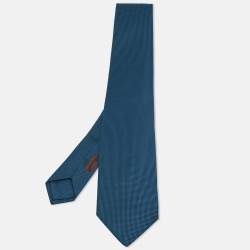Hermès Blue Patterned Silk Tie 