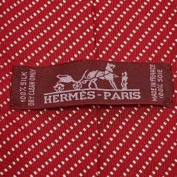 Hermès Red Stripe Pattern Silk Tie