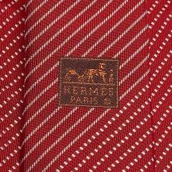 Hermès Red Stripe Pattern Silk Tie