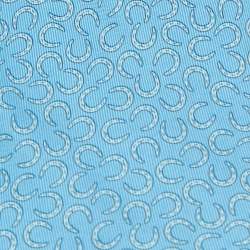 Pre Owned Hermès Blue Horseshoe Print Silk Traditional Tie