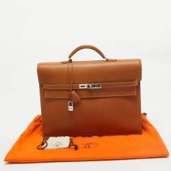 Hermes Gold Epsom Leather Kelly Depeche 38 Briefcase