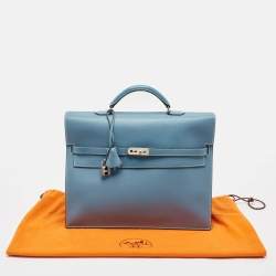 Hermes Blue Jean Epsom Leather Kelly Depeches 34 Briefcase