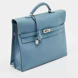 Hermes Blue Jean Epsom Leather Kelly Depeches 34 Briefcase