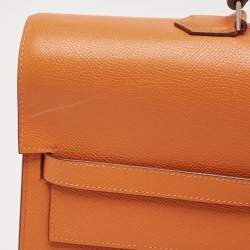 Hermes Orange Epsom Leather Kelly Depeches 38 Briefcase