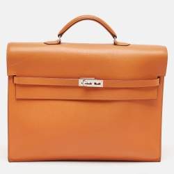 Hermes Orange Epsom Leather Kelly Depeches 38 Briefcase