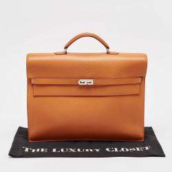 Hermes Orange Epsom Leather Kelly Depeches 38 Briefcase