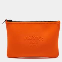 Hermes Neon Orange Neoprene Small Neobain Pouch