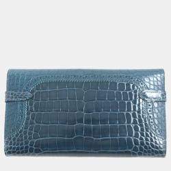 Hermes Kelly Wallet Alligator Crocodile Green Leather