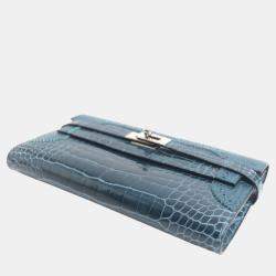 Hermes Kelly Wallet Alligator Crocodile Green Leather
