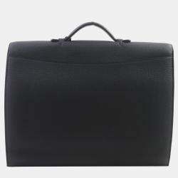 Hermes Black Leather Sac Adepeche 38 Togo Leather Briefcase