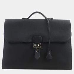 Hermes Black Leather Sac Adepeche 38 Togo Leather Briefcase