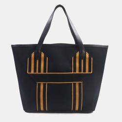 Hermes Black Camel Clemence Tote Bag