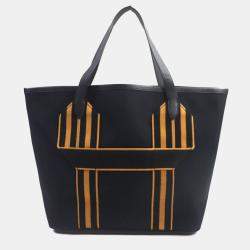 Hermes Black Camel Clemence Tote Bag