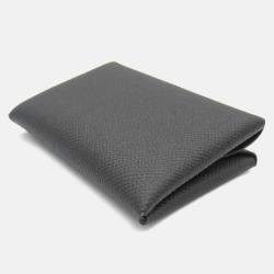 Hermes Black Leather Calvi Card Case