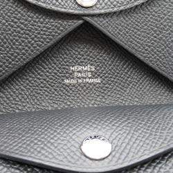 Hermes Black Leather Calvi Card Case