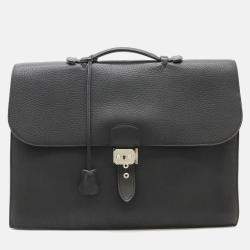 Hermes Black Leather Sac a Depeches 41 Briefcase