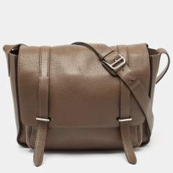 Hermes Taupe Taurillon Clemence Leather Steve Messenger Bag