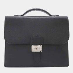 Hermes Black Epsom Leather Sac a Depeches 27 Briefcase Bag
