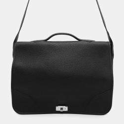 Hermes Black Taurillon Clemence Victoria Messenger Bag