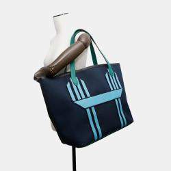 Hermes Pur Sangle Marine/Vert Vertigo Toile Military Taurillon Clemence Sangle Woolie Tote Bag