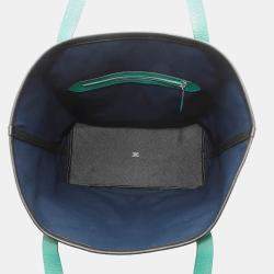 Hermes Pur Sangle Marine/Vert Vertigo Toile Military Taurillon Clemence Sangle Woolie Tote Bag